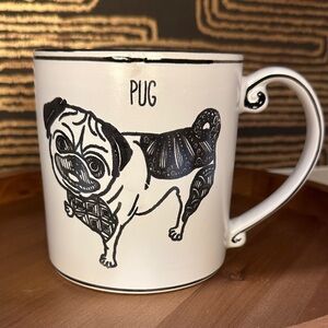 Pug Design Dog Mug - Black and White